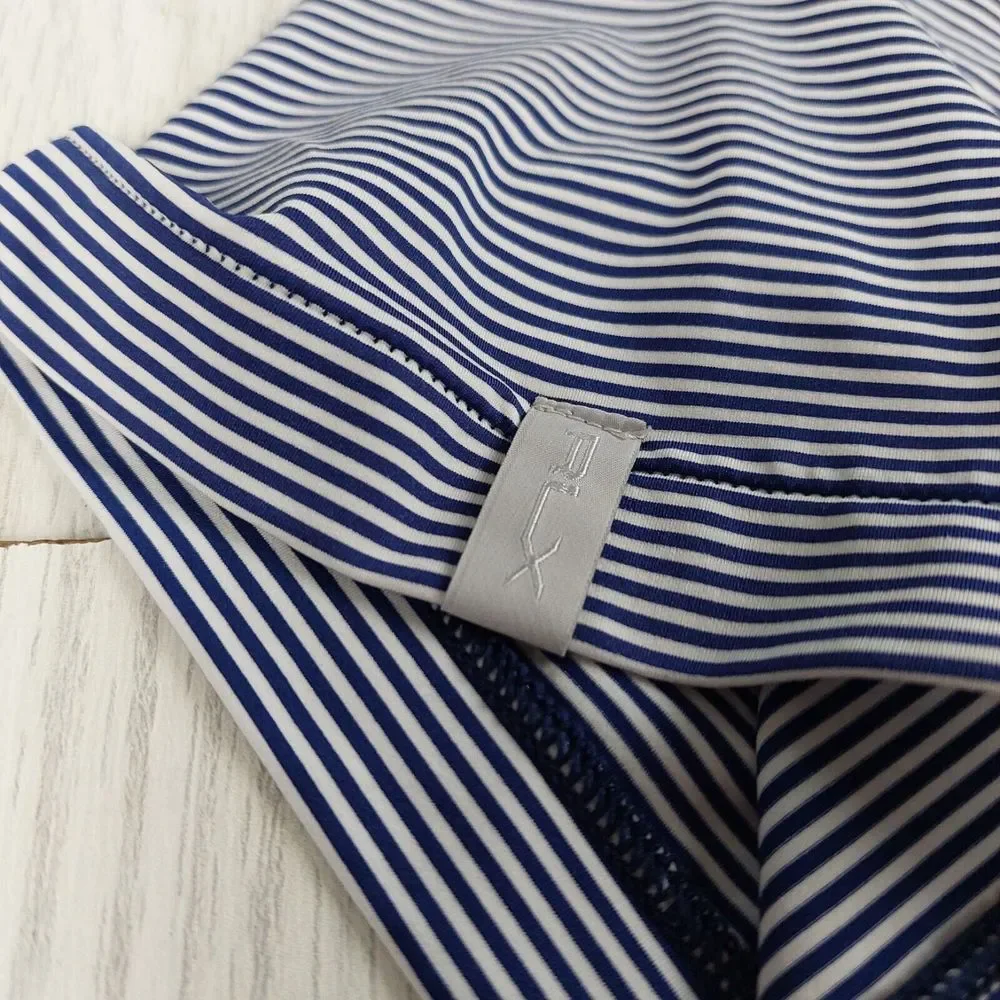 Ralph Lauren RLX Shirt Polo Mens XL TG Blue Striped Golf Wicking Stretch Comfort
